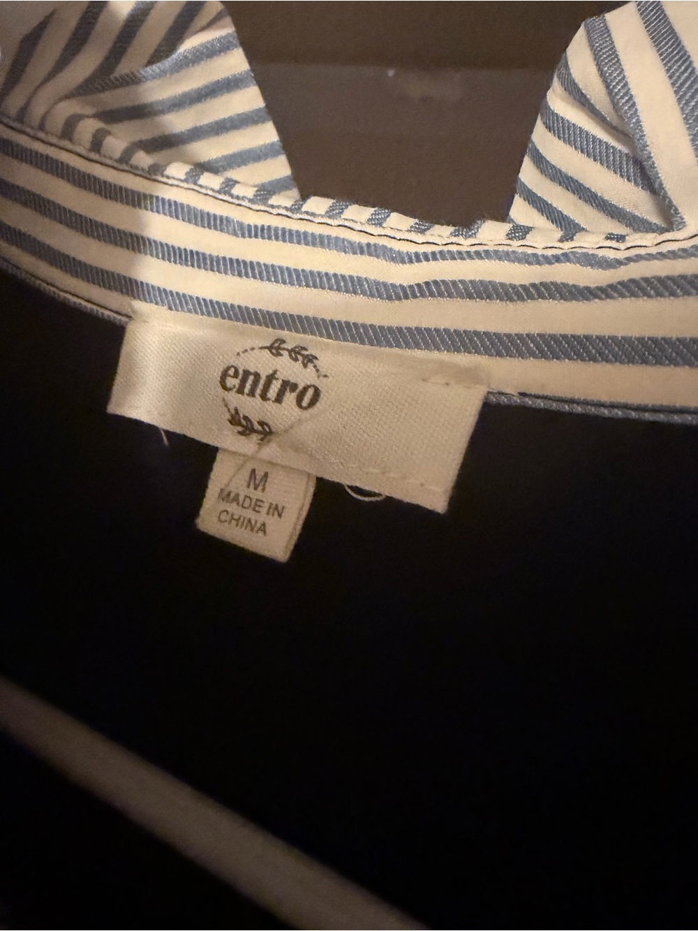 entro Navy Tunic Top with Striped Contrast Collar - Picture 2 of 3